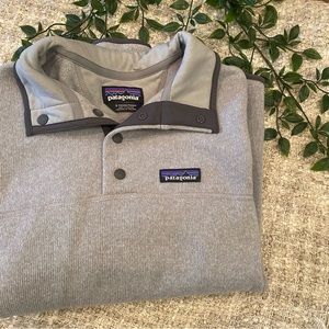 PATAGONIA- Grey Button Collar Sweater Zipper Pockets Small